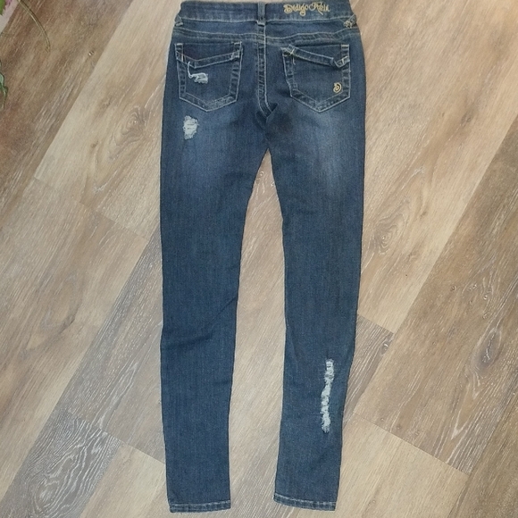 Indigo Rein Blue Skinny Jeans Distressed Details - Picture 3 of 3